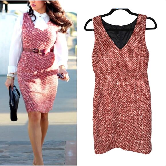 J Crew Womans 2 Boucle Wool Tweed Sheath Dress Sleeveless Pencil Office Rust Red - Picture 1 of 7